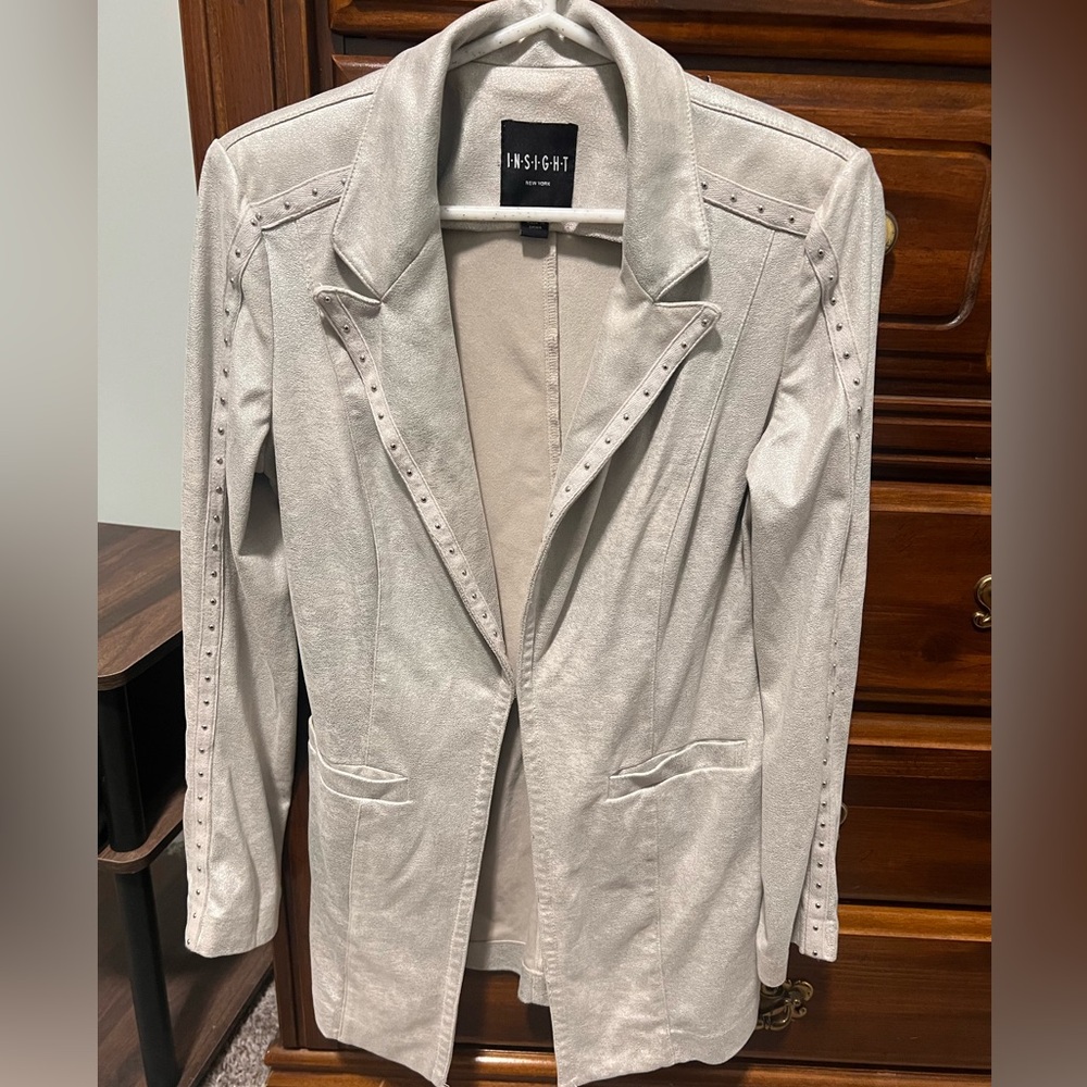 Insight New York Metallic Faux Suede Studded Blazer